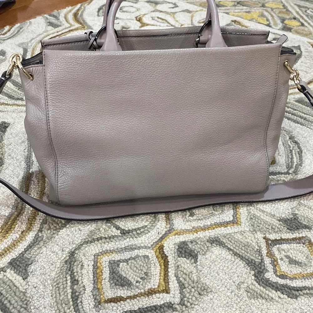 ♠️ Kate spade beautiful gray leather large top handle satchel shoulder bag ♠️
